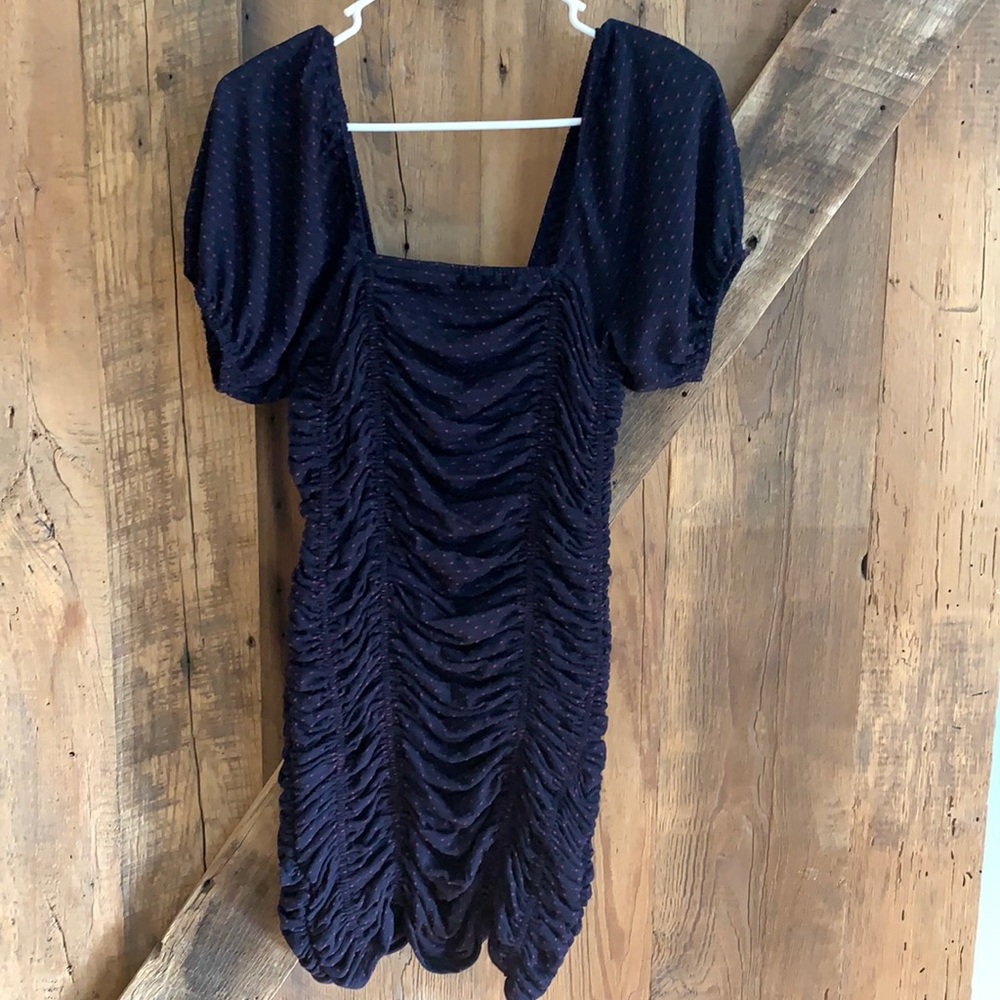 NWT Free People Ruched Dotted Mini Dress Size XS